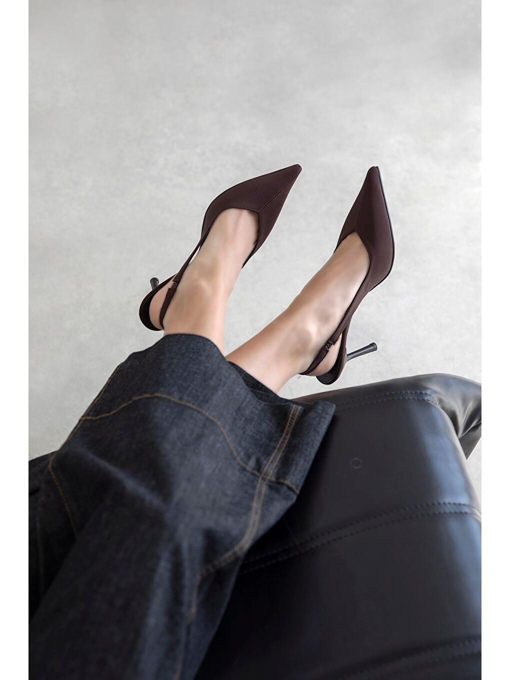 Kahverengi Comfy Kadın Topuklu Kumaş Ayakkabı Kahve-2