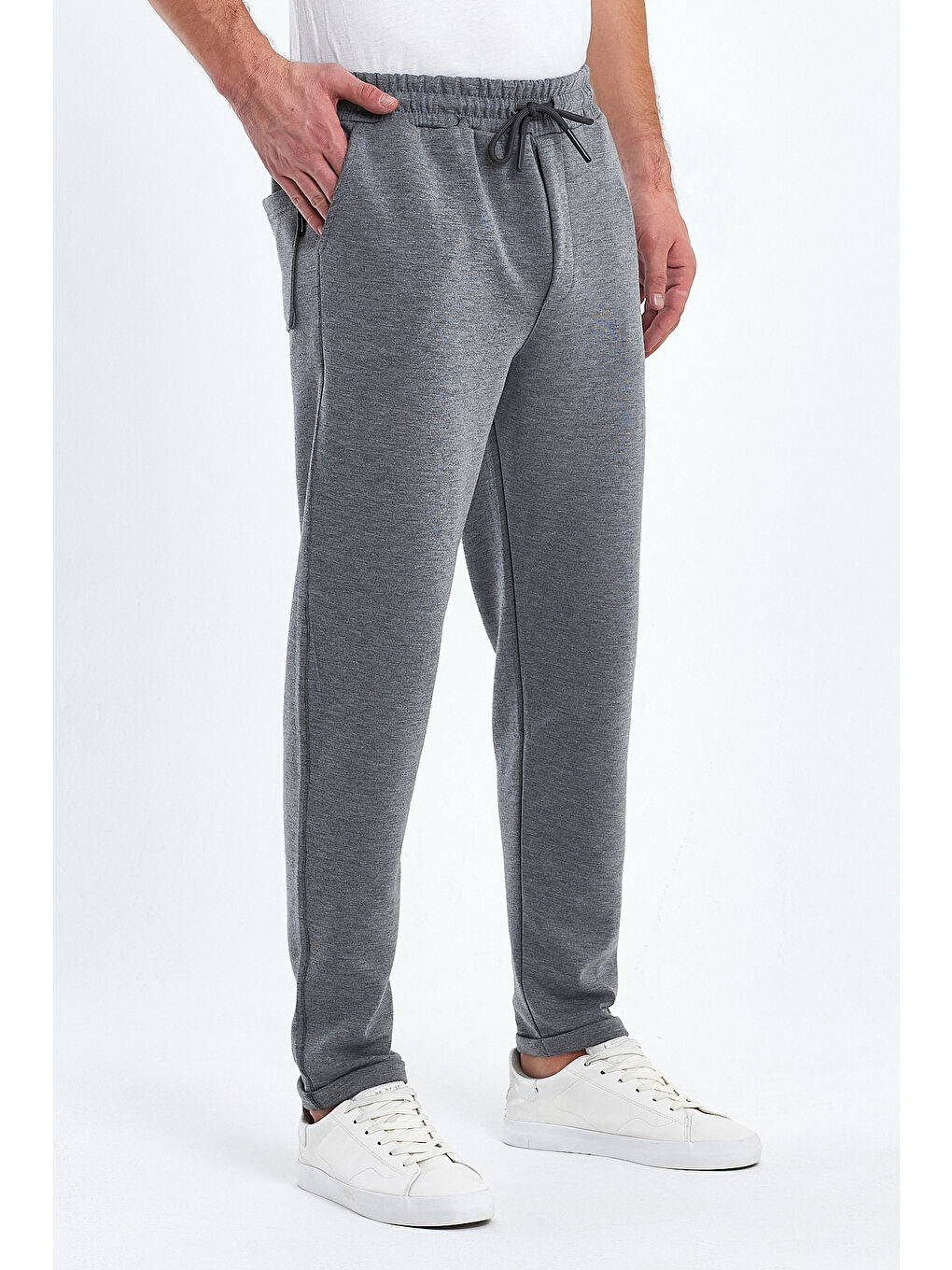 Gri Duble Paça Erkek Eşofman Altı-4