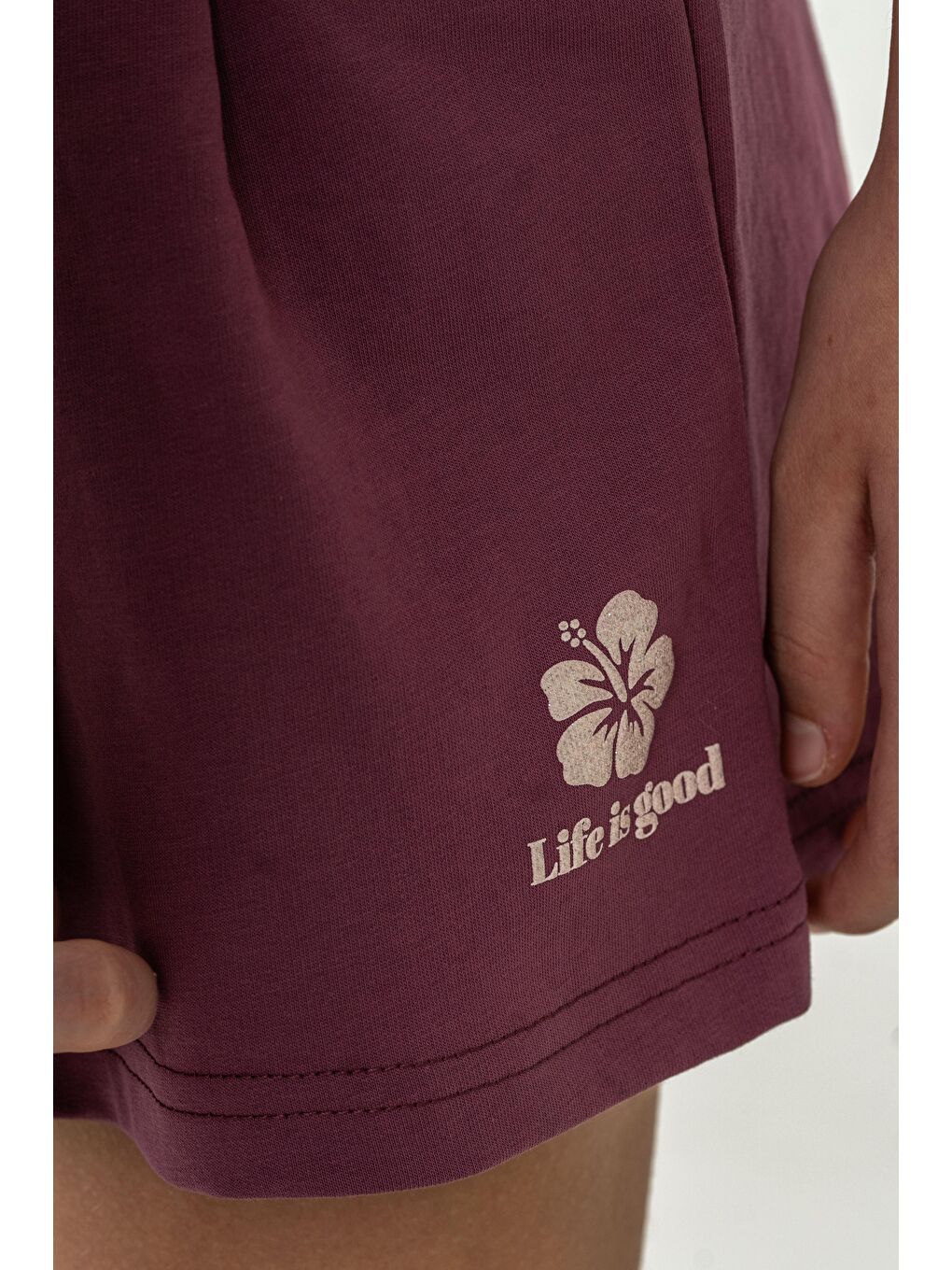 Pembe Life İs Good Baskılı Cepler Fiyonklu Kız Çocuk Şort-4