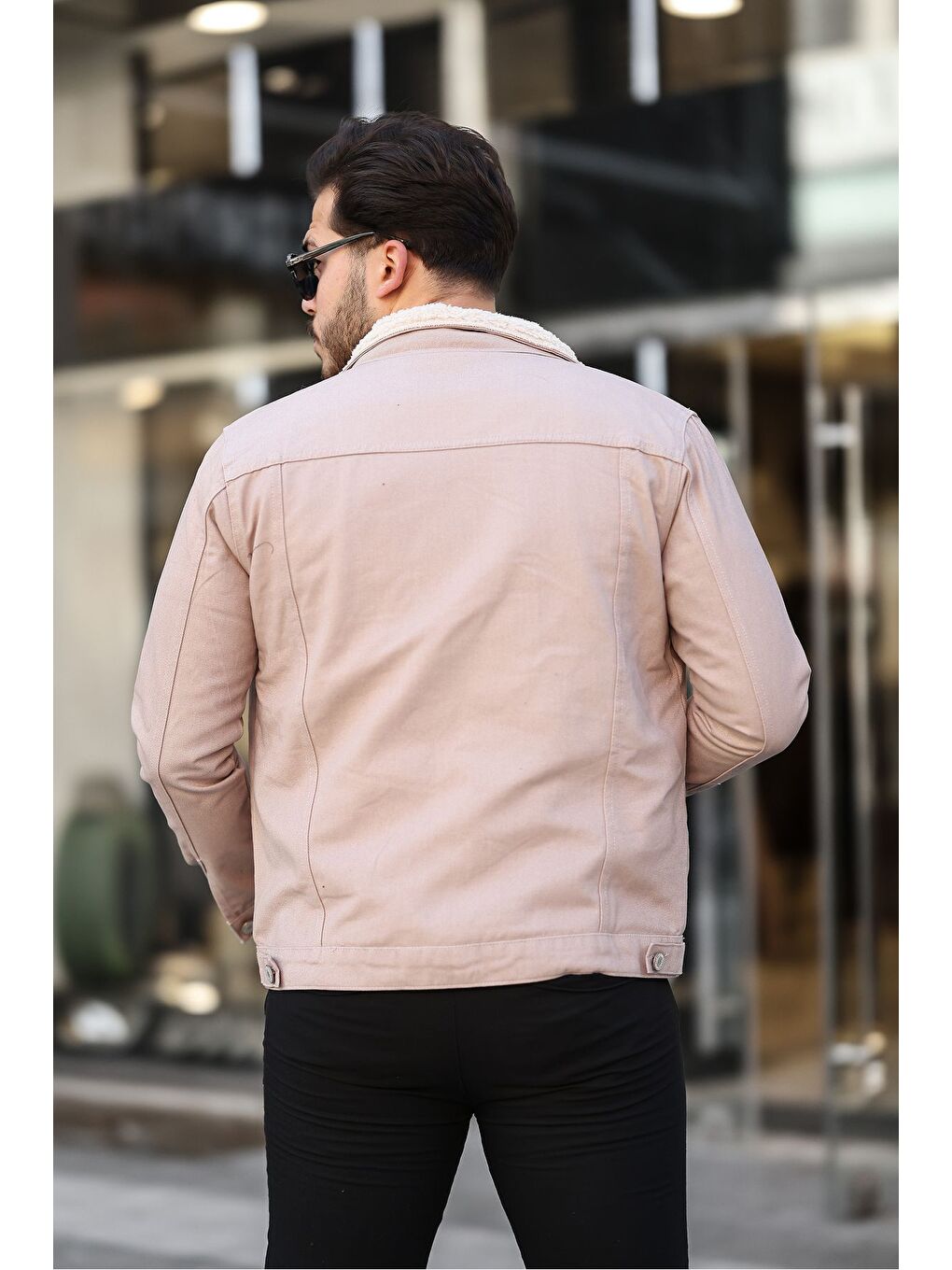 Erkek Trend Kışlık Içi Kürklü Jean Ceket Bej-3