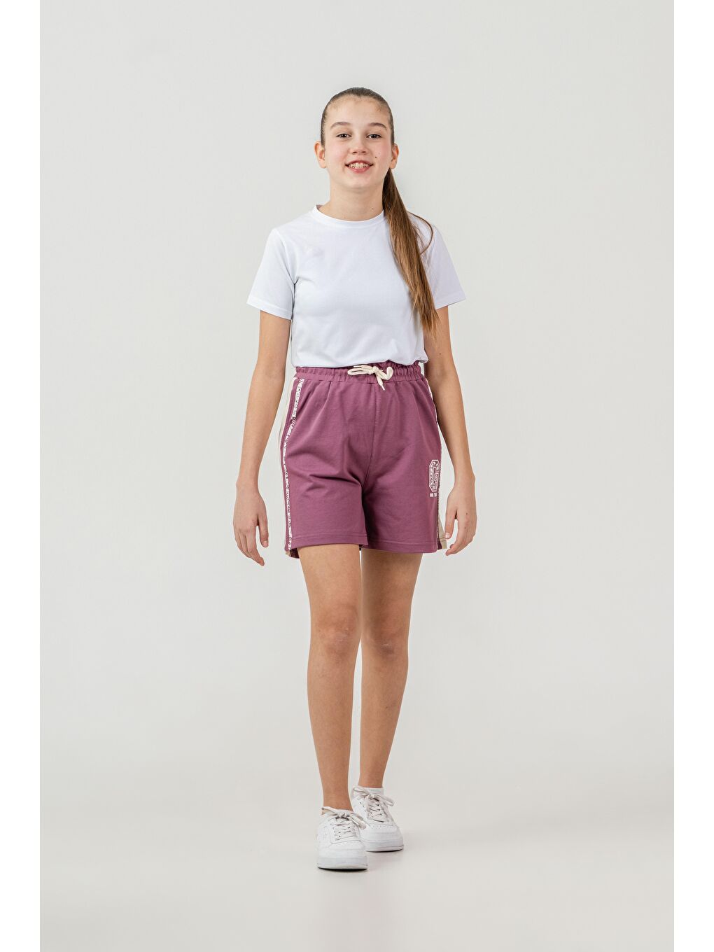 Pembe Girl Team Baskılı Yanlar Garnili Kız Çocuk Şort