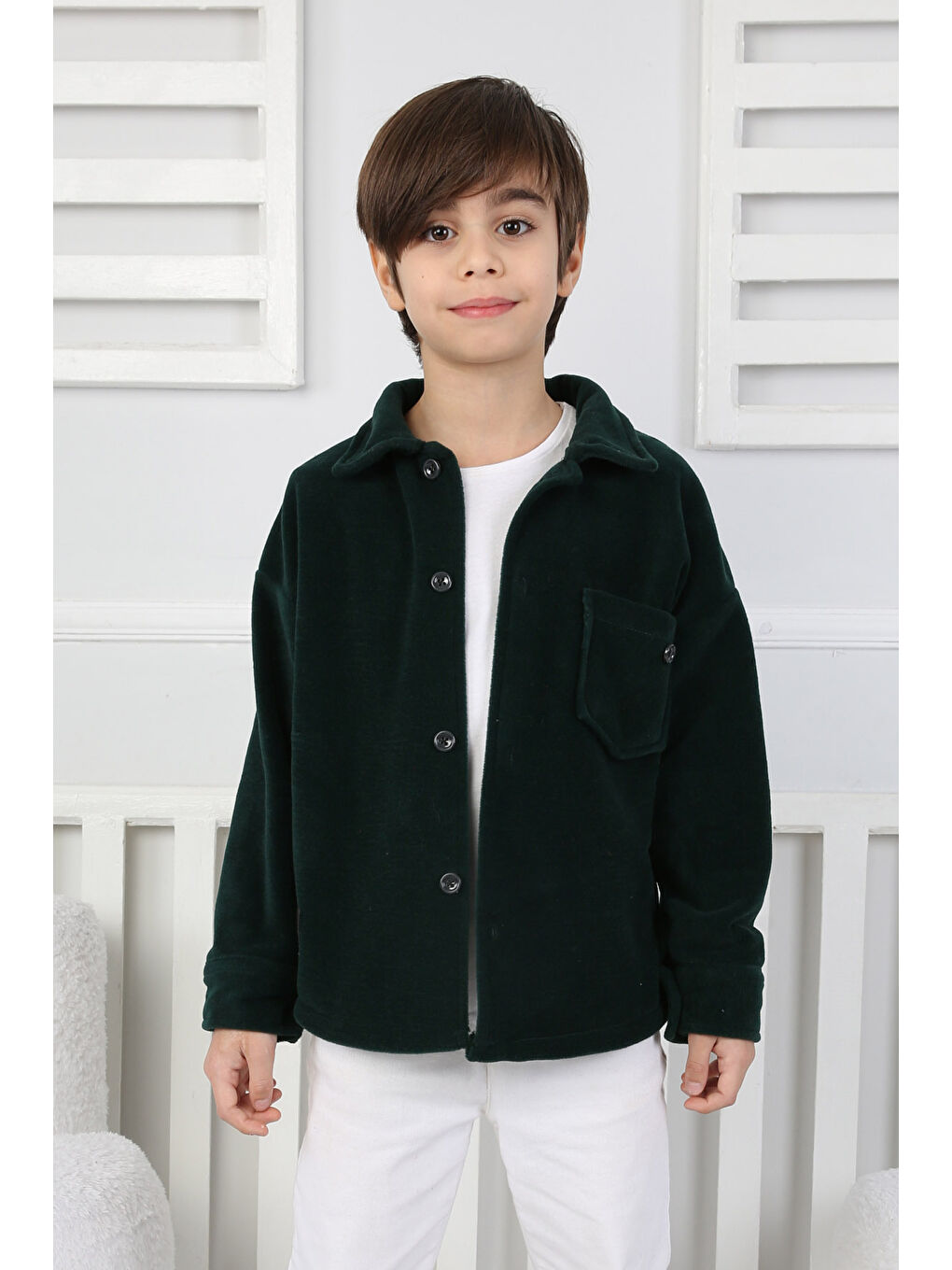 Yeşil Erkek Çocuk Zümrüt Kışlık Erkek Çocuk Gömlek - 26714