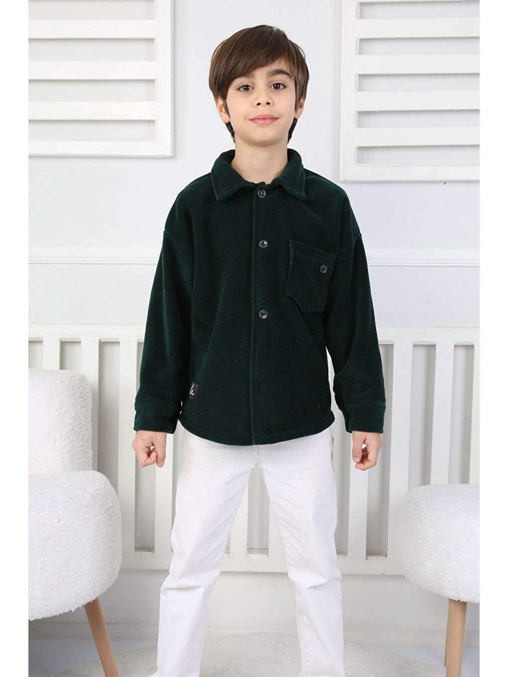 Yeşil Erkek Çocuk Zümrüt Kışlık Erkek Çocuk Gömlek - 26714-1