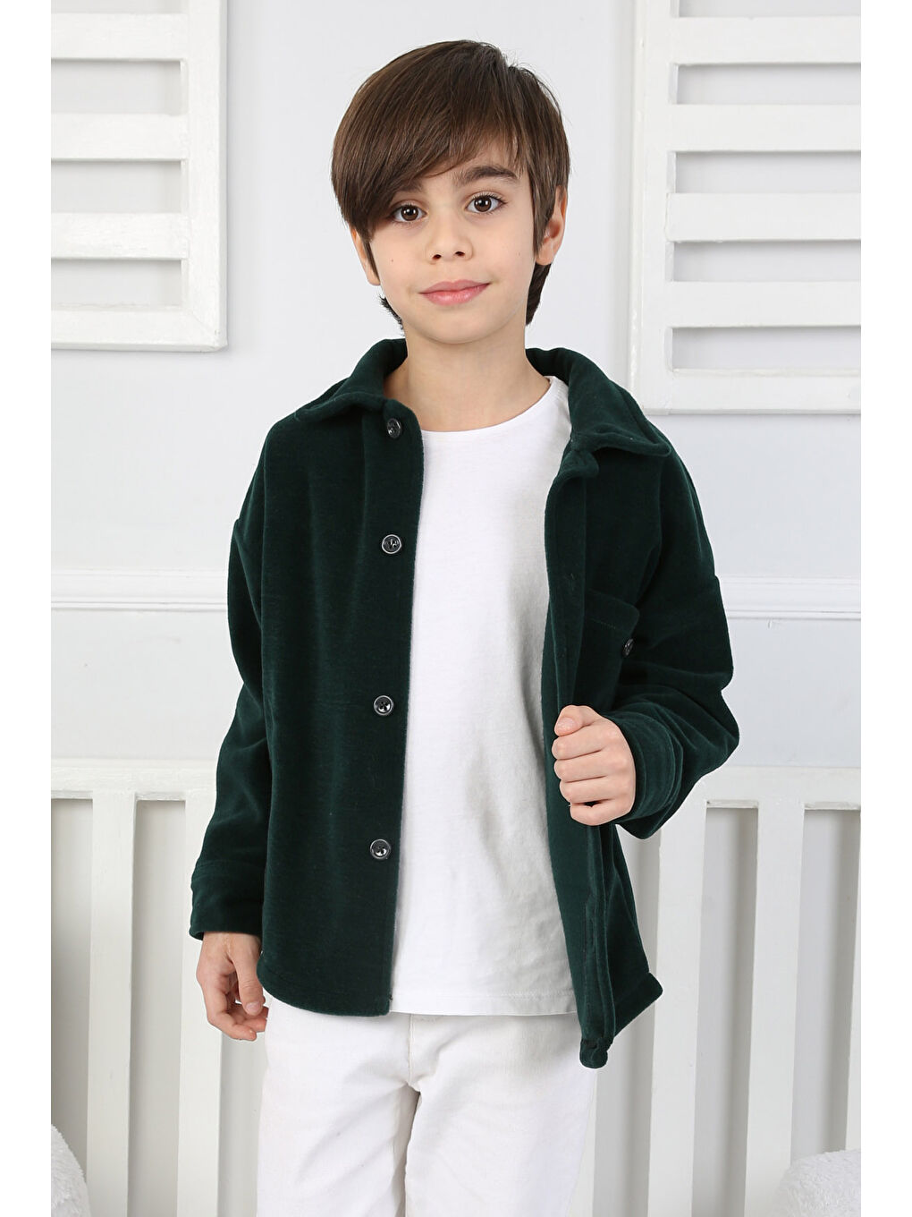 Yeşil Erkek Çocuk Zümrüt Kışlık Erkek Çocuk Gömlek - 26714-2