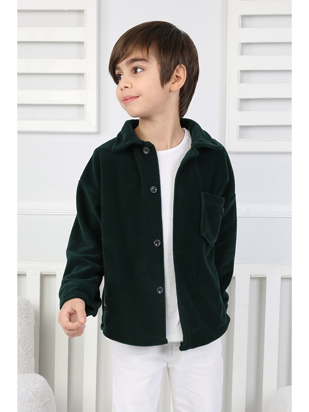 Yeşil Erkek Çocuk Zümrüt Kışlık Erkek Çocuk Gömlek - 26714-3