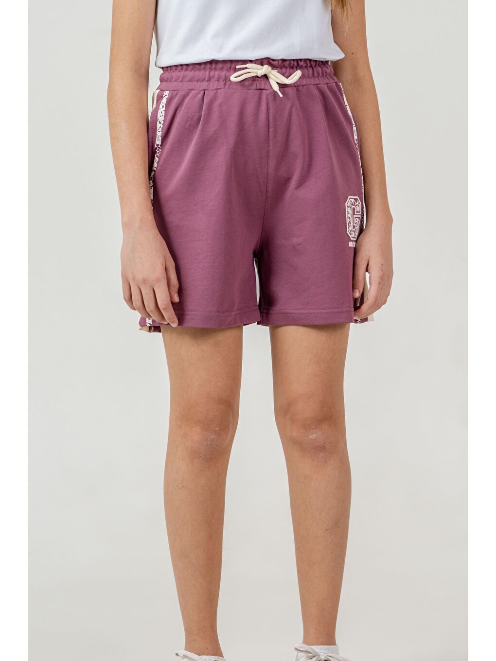 Pembe Girl Team Baskılı Yanlar Garnili Kız Çocuk Şort-1