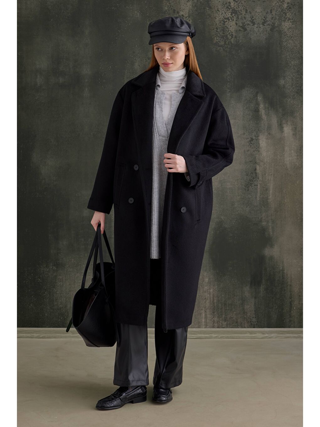 Kruvaze Uzun Kaban Siyah-3