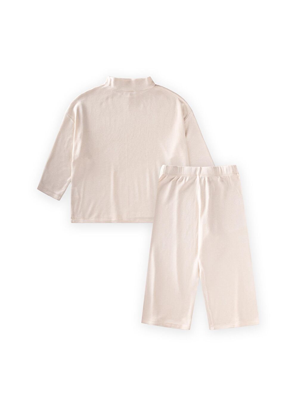 Yumuşak Dökümlü Oversize Bambu Takım 3-10 Yaş Ekru-1