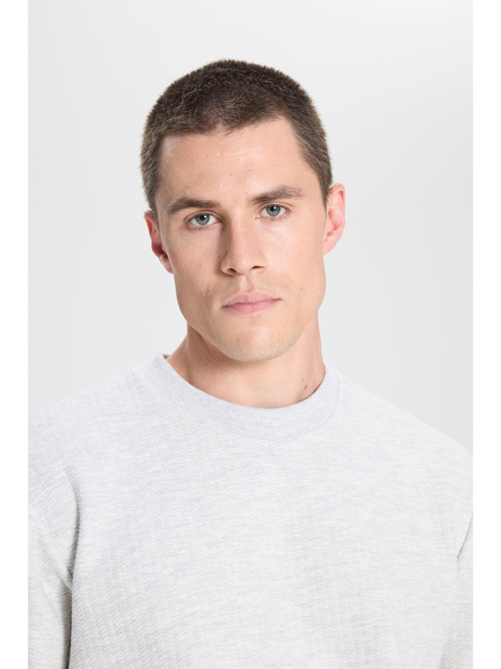 Regular Fit Normal Kesim Bisiklet Yaka Gri Melanj Sweatshirt-3