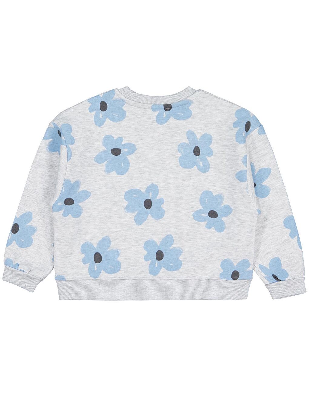Girls Çiçek Baskılı 6-9 Yaş Sweatshirt - Gri 9-10 Yaş-1