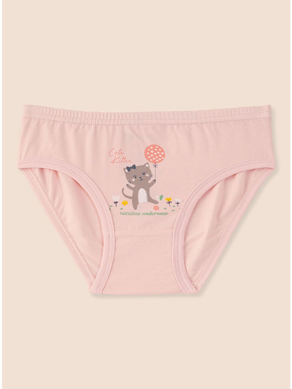 Pembe Kız Çocuk Organik Pamuklu Elastanlı Külot Cute Kitten 6 lı Paket-3