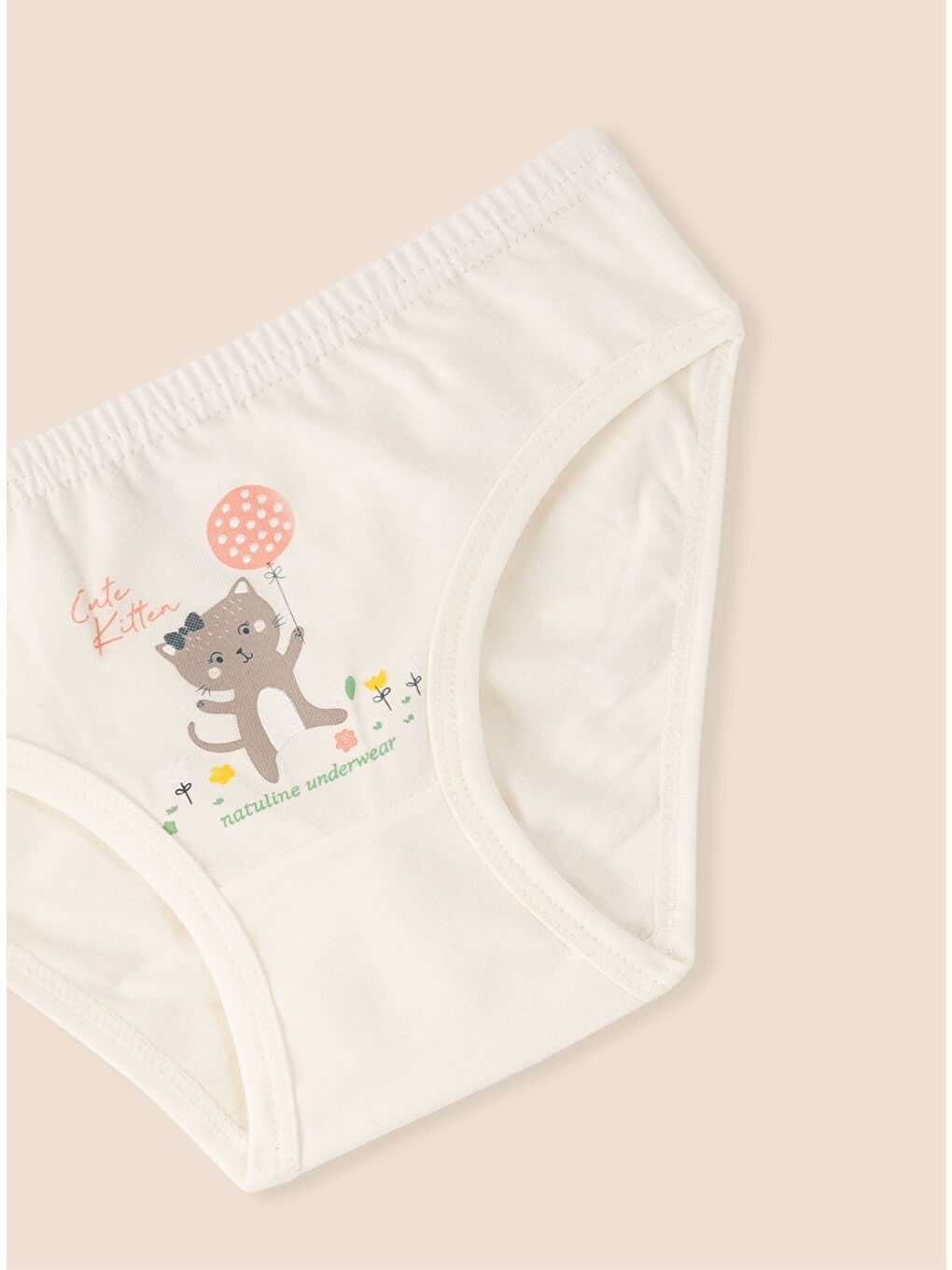 Pembe Kız Çocuk Organik Pamuklu Elastanlı Külot Cute Kitten 6 lı Paket-4