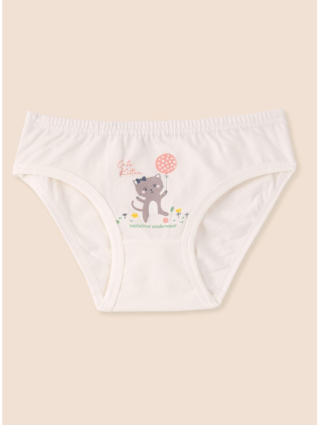 Pembe Kız Çocuk Organik Pamuklu Elastanlı Külot Cute Kitten 6 lı Paket-5