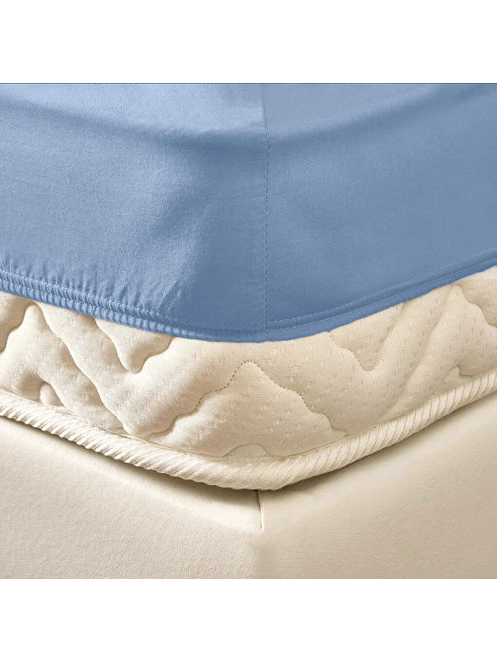 Soft Basic Çift Kişilik Lastikli Çarşaf - Mavi - 160x200 cm-3