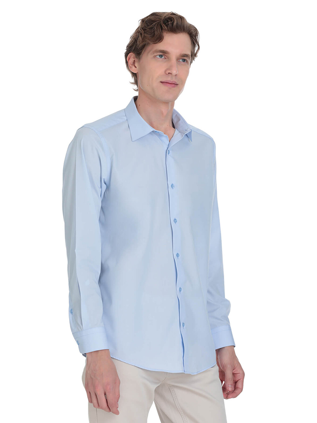 Mavi Klasik Fit Slim Yaka Pamuklu Uzun Kollu Gömlek