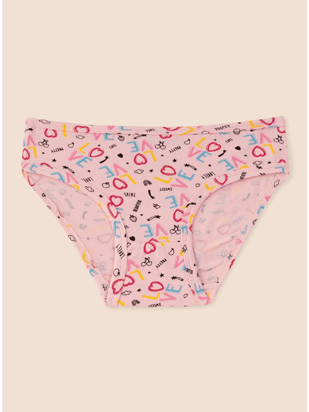 Beyaz Kız Çocuk Organik Pamuklu Elastanlı Külot Empirme Love 6 lı Paket-6