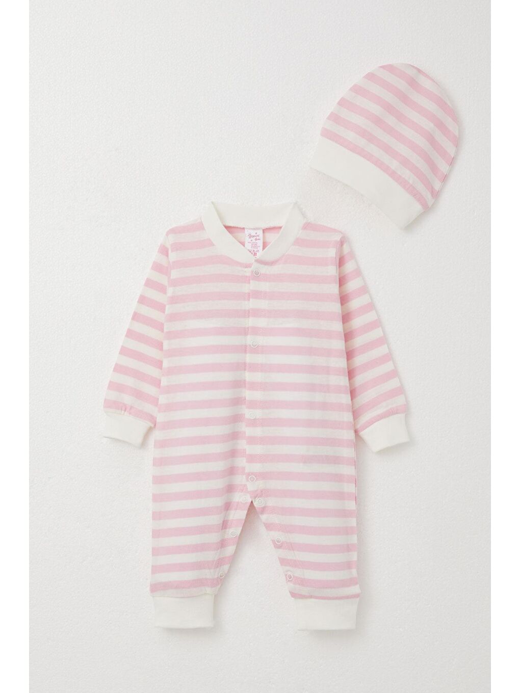 Kız Bebek Tulum Çizgili Pembe (0-6 Ay)