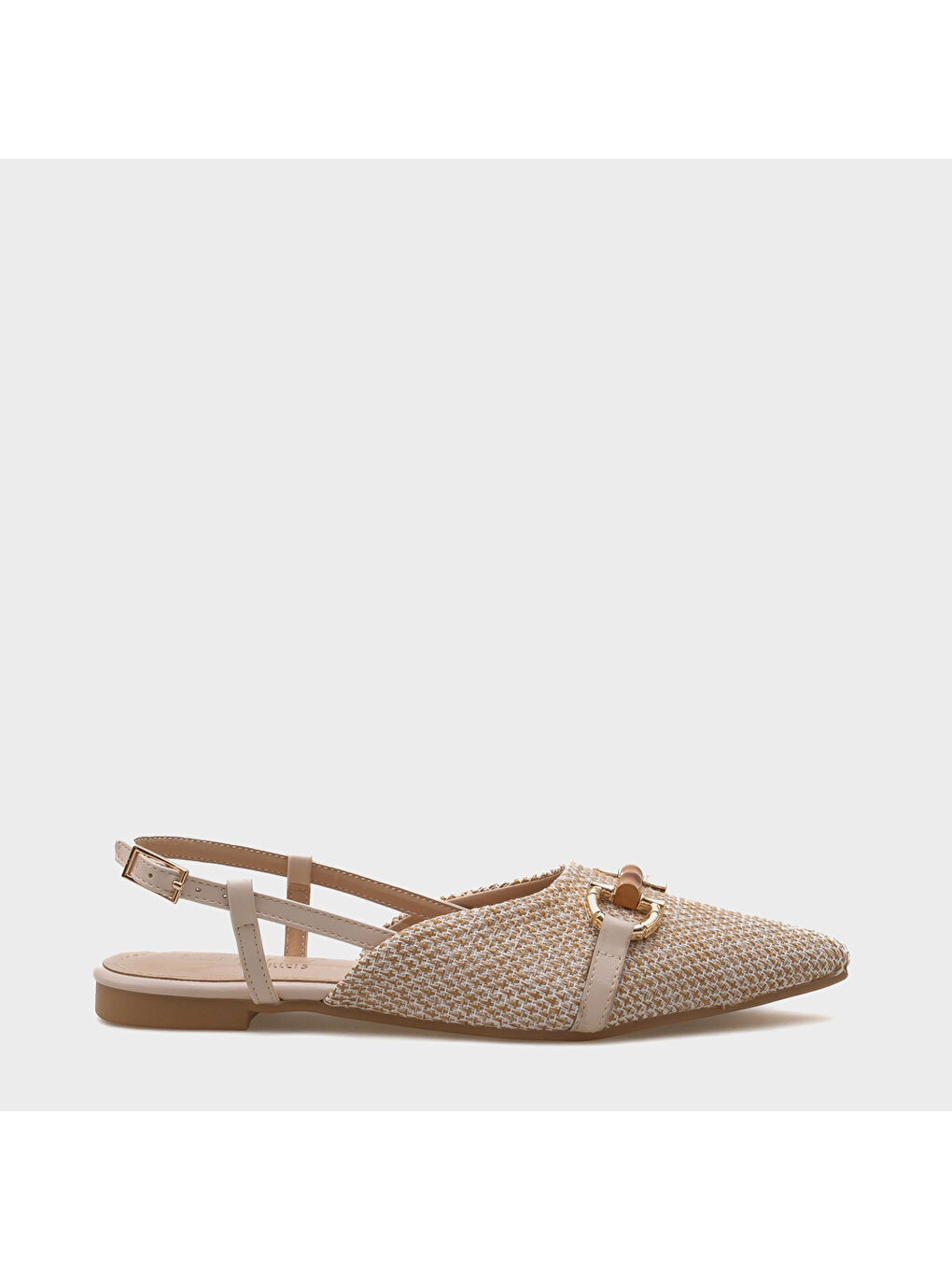 Bej Aria Hasır Ahşap Tokalı Kadın Babet-2