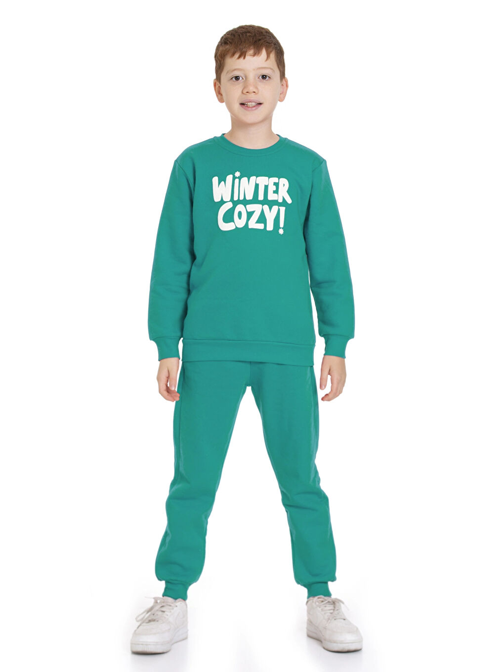 Yeşil Winter Cozy Baskılı Eşofman Takımı 74415-1