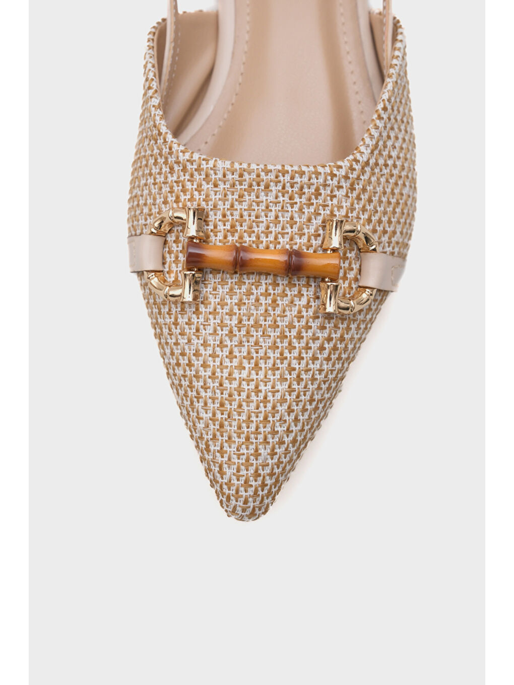 Bej Aria Hasır Ahşap Tokalı Kadın Babet-3