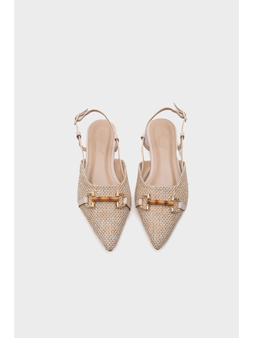 Bej Aria Hasır Ahşap Tokalı Kadın Babet-5