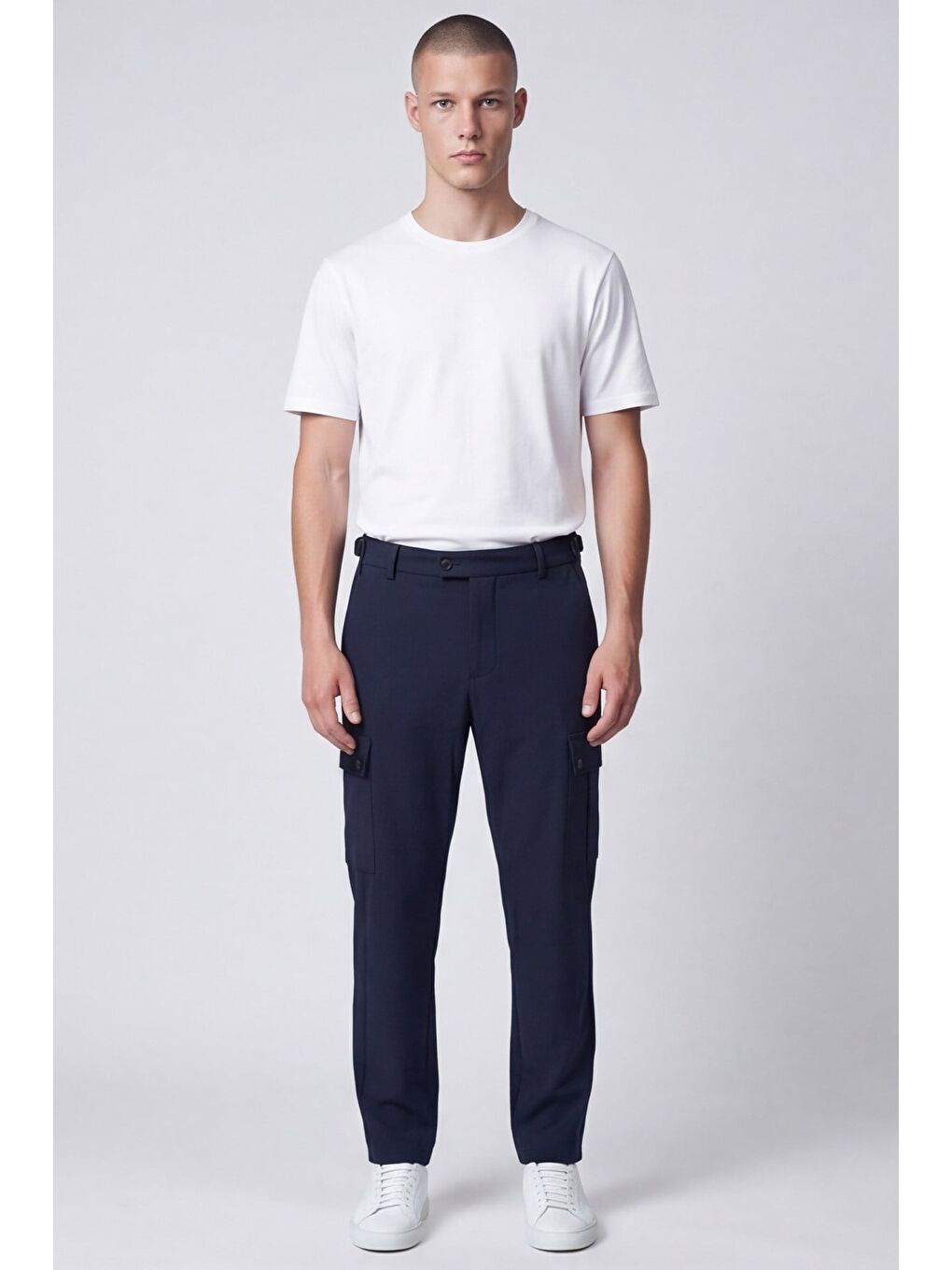 Giotelli Erkek Lacivert Dar Kesim Slim Fit Düz Kargo Cep Normal Bel Pantolon-1