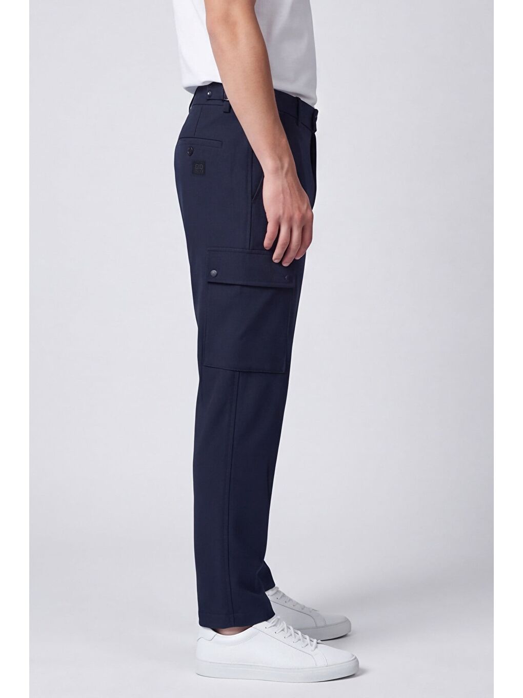 Giotelli Erkek Lacivert Dar Kesim Slim Fit Düz Kargo Cep Normal Bel Pantolon-2