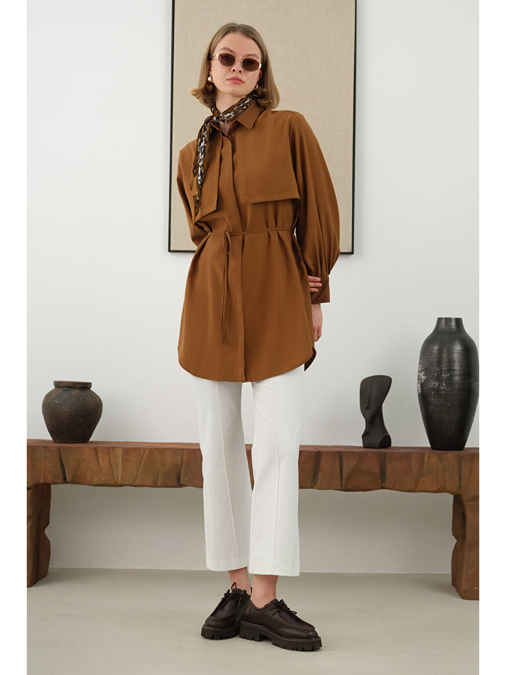Kahverengi Rüzgarlıklı Modal Gömlek Kahve-1