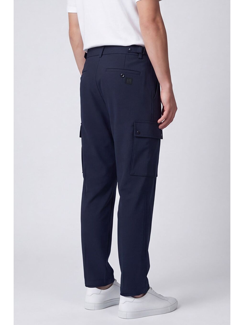 Giotelli Erkek Lacivert Dar Kesim Slim Fit Düz Kargo Cep Normal Bel Pantolon-3