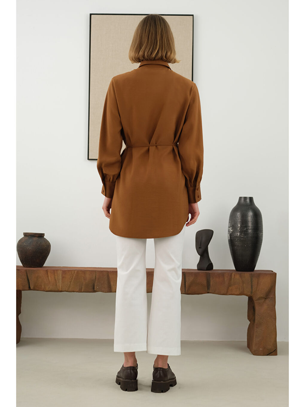 Kahverengi Rüzgarlıklı Modal Gömlek Kahve-2