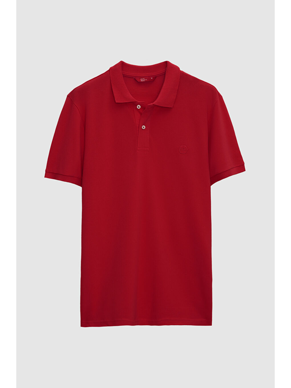 Regular Fit Kırmızı %100 Pamuklu Uzun Ömürlü Kıvrılmaz Polo Yaka Nakışlı T-Shirt-4