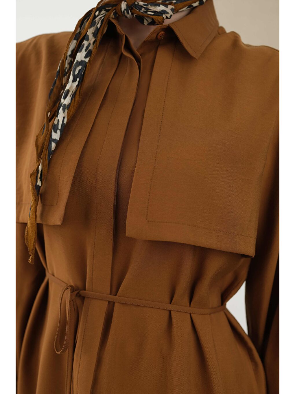 Kahverengi Rüzgarlıklı Modal Gömlek Kahve-4