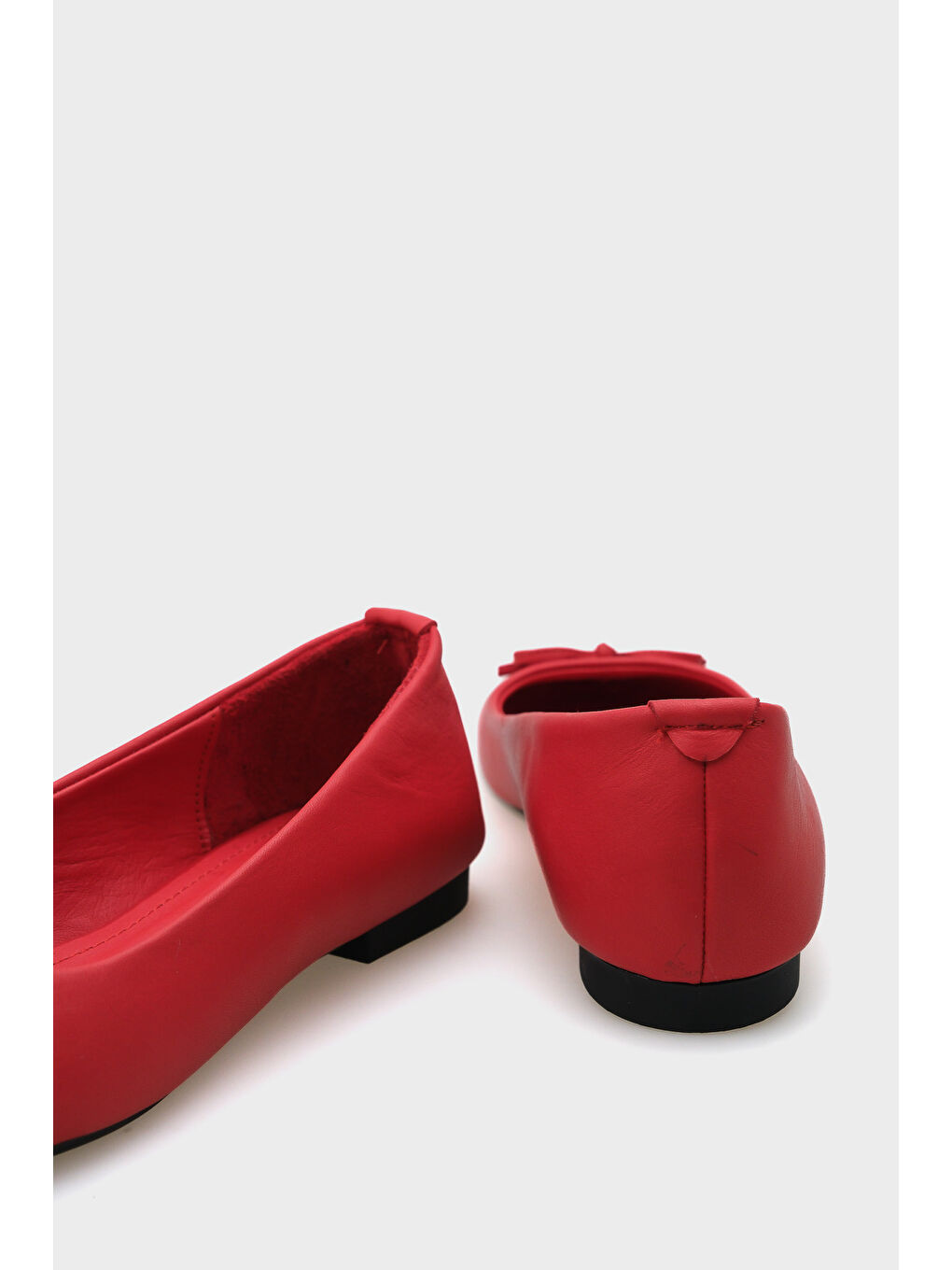 Kırmızı Bloom Hakiki Deri Fiyonklu Yuvarlak Burunlu Kadın Babet-3