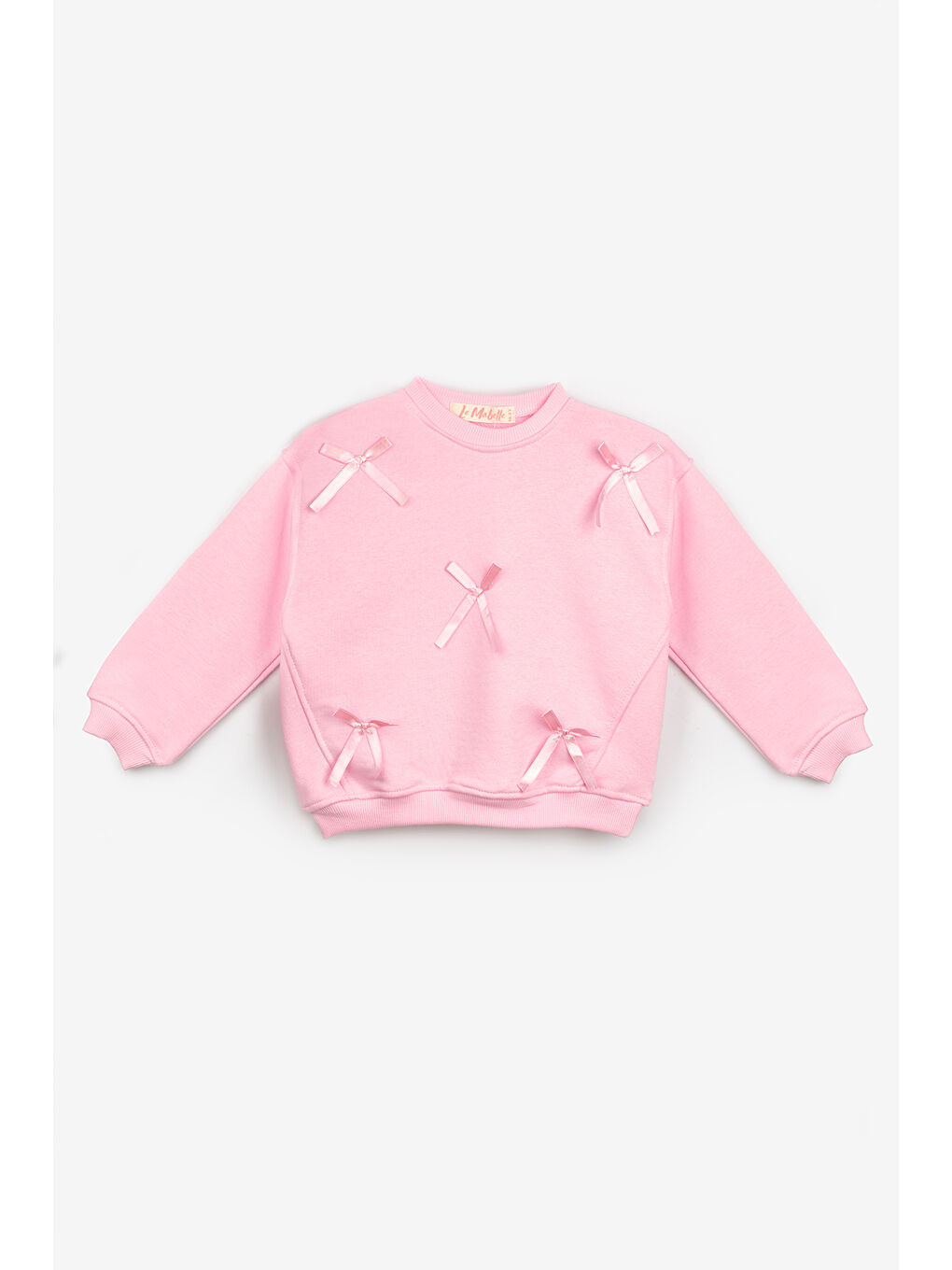 Pembe Fiyonk Detaylı Kız Çocuk Sweatshirt
