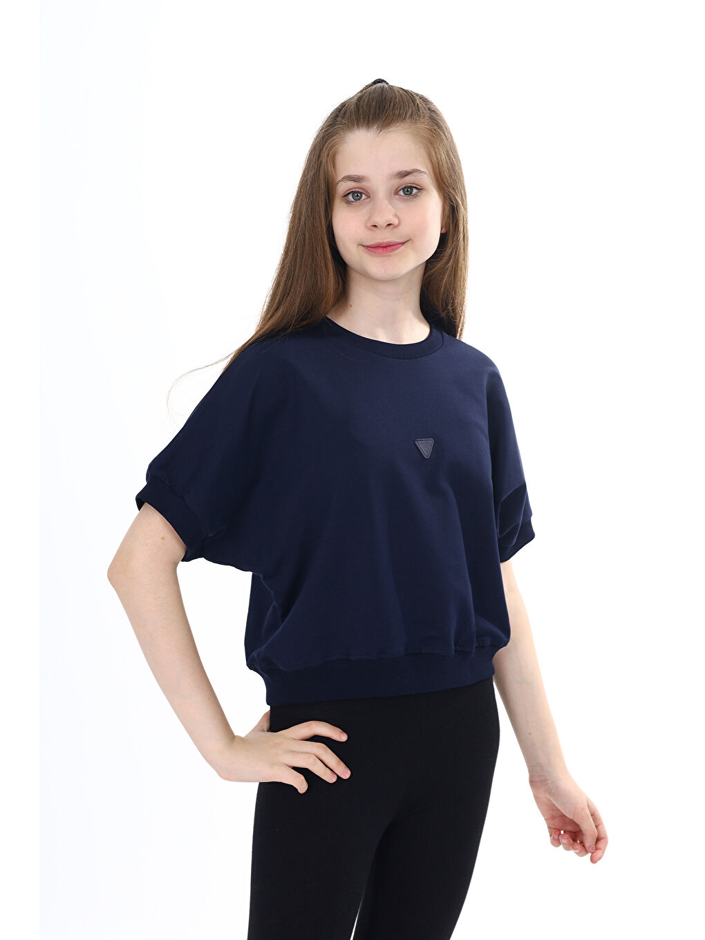 Lacivert Kız Çocuk Armalı Tişört-3