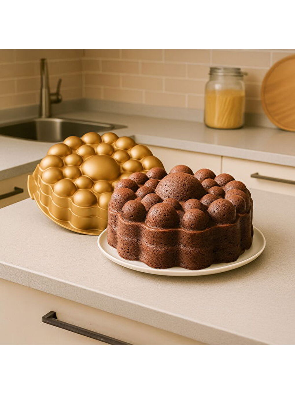 Sarı Bubble Kek Kalıbı - Gold - 26 cm-1