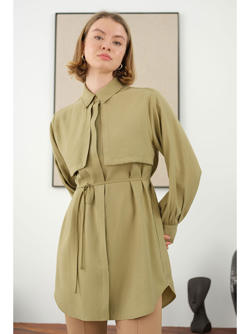 Yeşil Rüzgarlıklı Modal Gömlek Pastel Fıstık-1