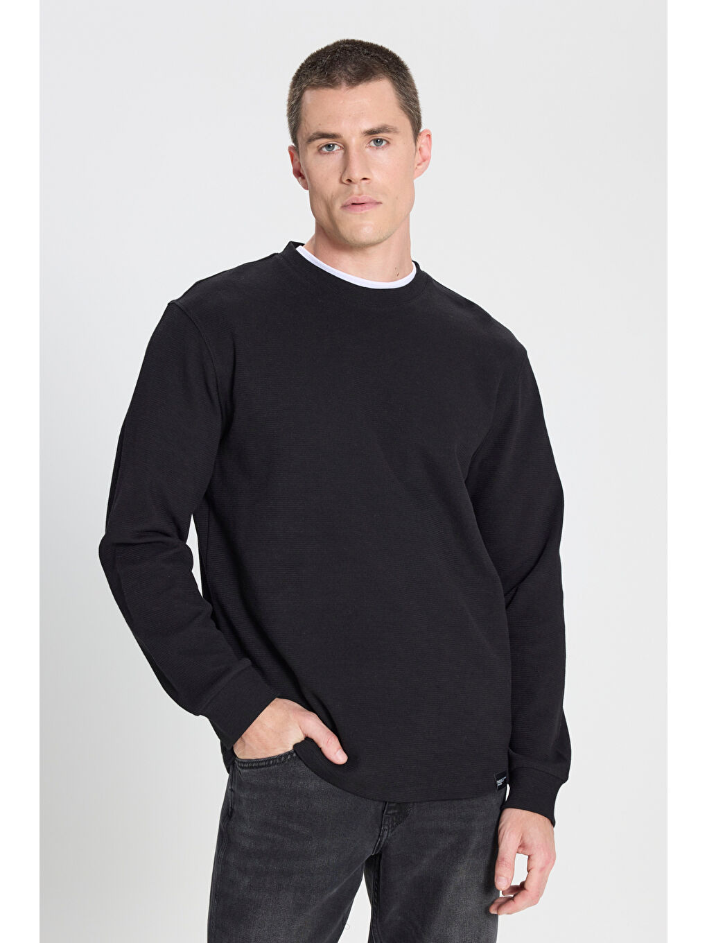 Regular Fit Normal Kesim Bisiklet Yaka Siyah Tişört-1