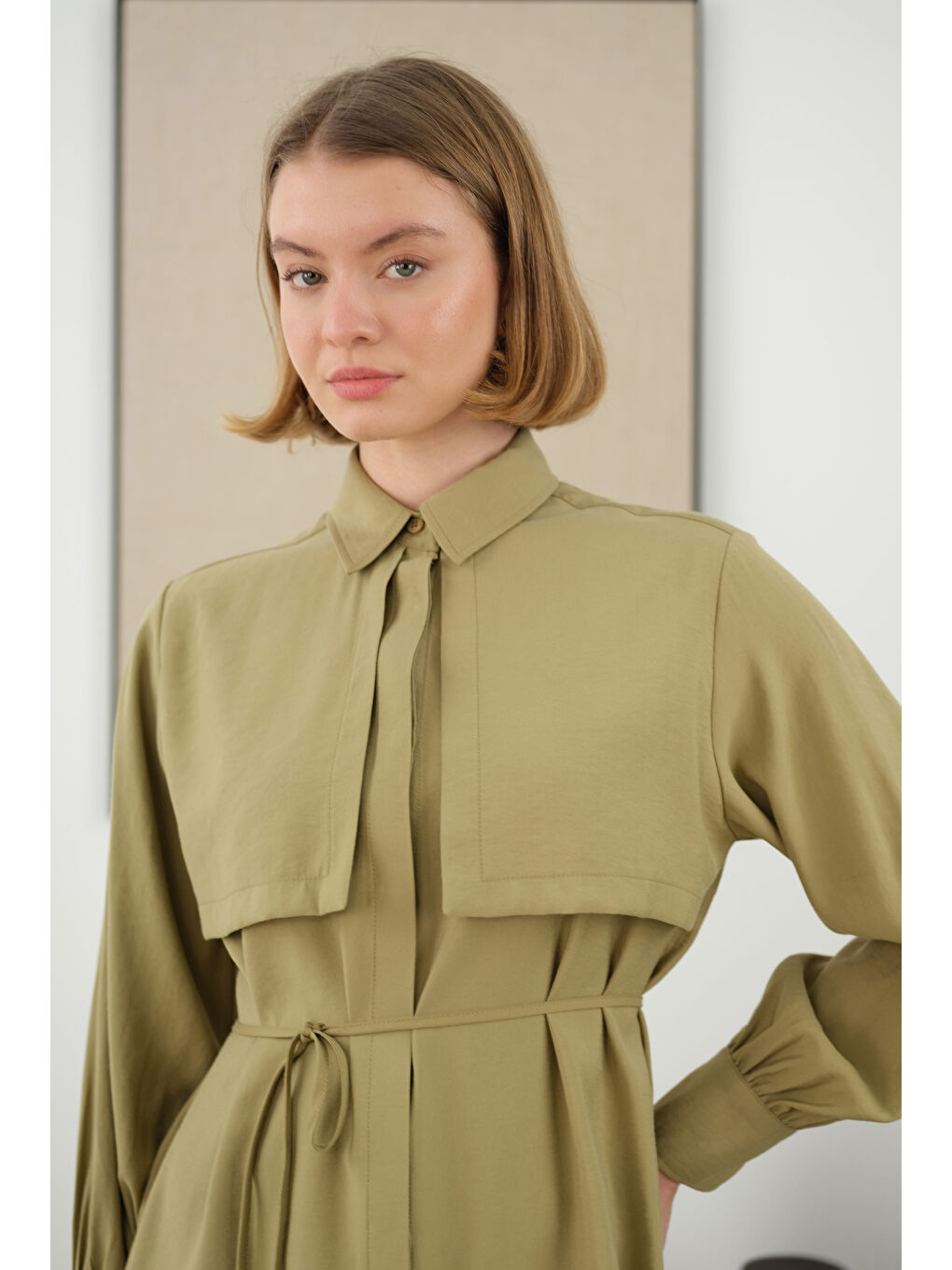 Yeşil Rüzgarlıklı Modal Gömlek Pastel Fıstık-3