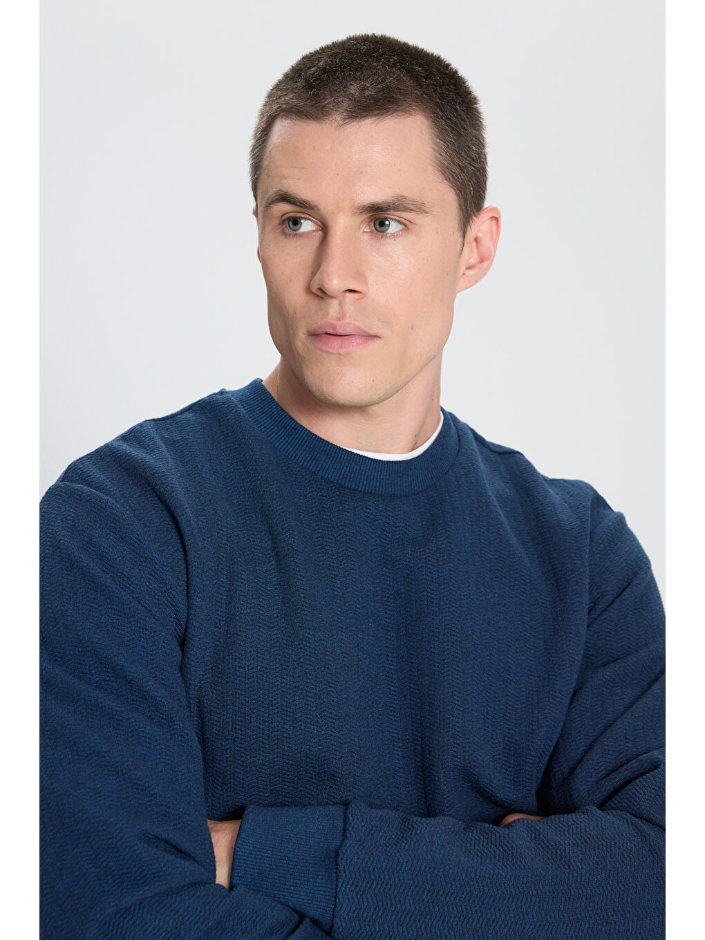 Regular Fit Normal Kesim Bisiklet Yaka Lacivert Sweatshirt-4