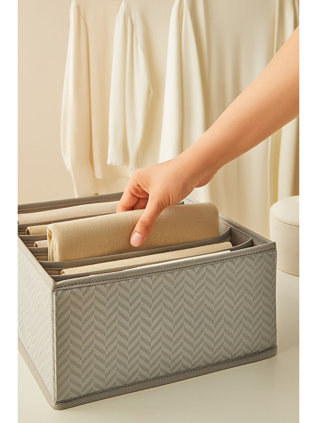 6'lı Bölmeli Gri Balıksırtı Çekmece İçi Düzenleyici Kutu Set-2