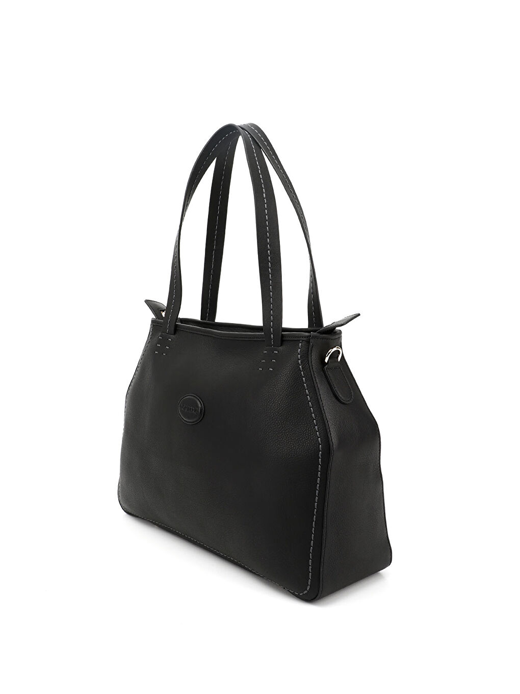 Siyah Kadın SİYAH MELANJ Hakiki Deri El ve Omuz Çantası-2