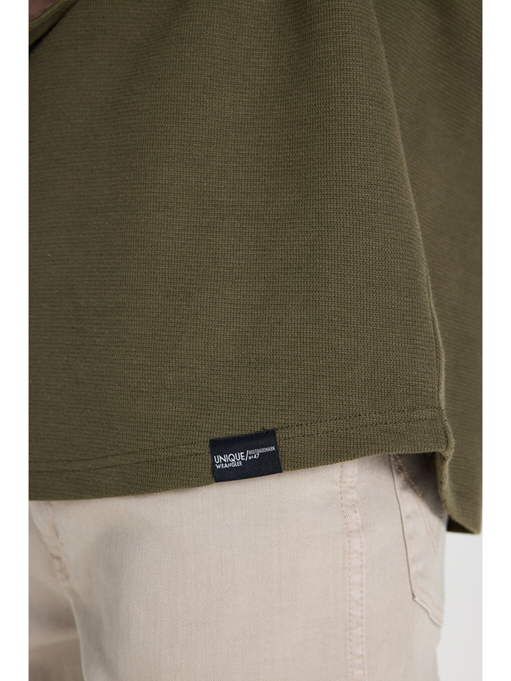 Regular Fit Normal Kesim Bisiklet Yaka Haki Tişört-5