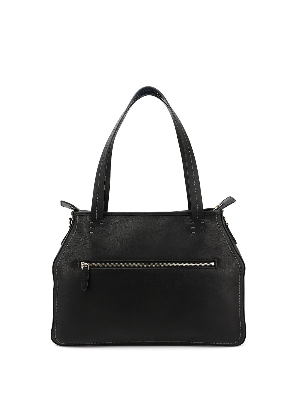 Siyah Kadın SİYAH MELANJ Hakiki Deri El ve Omuz Çantası-3