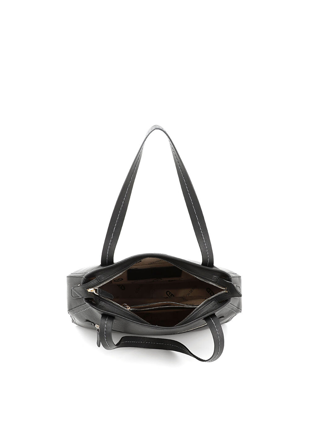 Siyah Kadın SİYAH MELANJ Hakiki Deri El ve Omuz Çantası-4