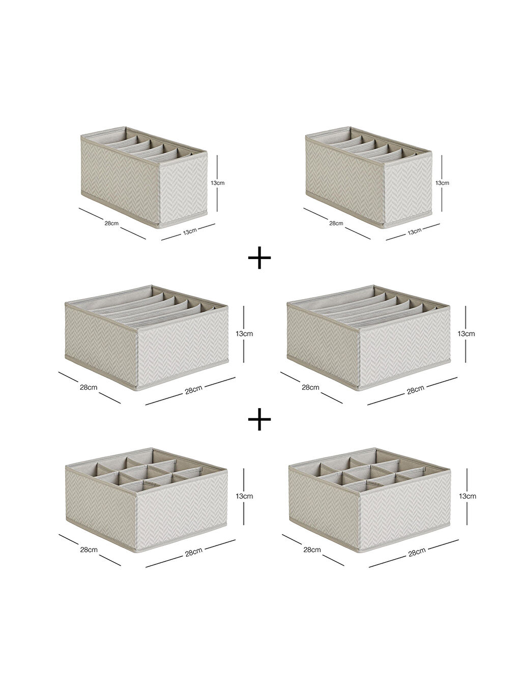 6'lı Bölmeli Gri Balıksırtı Çekmece İçi Düzenleyici Kutu Set-5