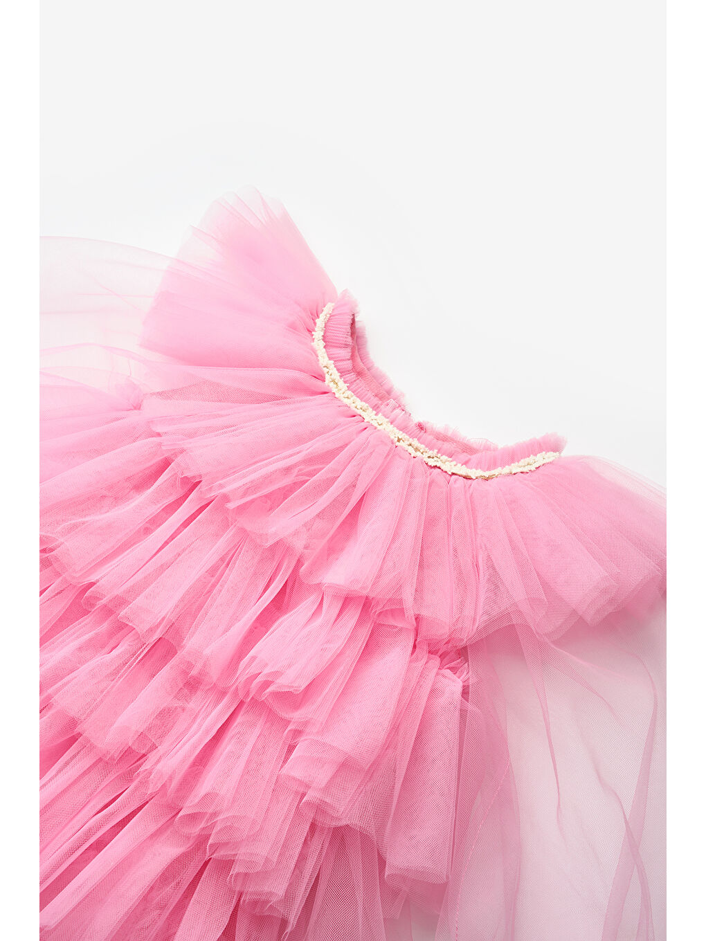 Fuşya Kat Kat Kız Çocuk Tül Elbise - Laura-6