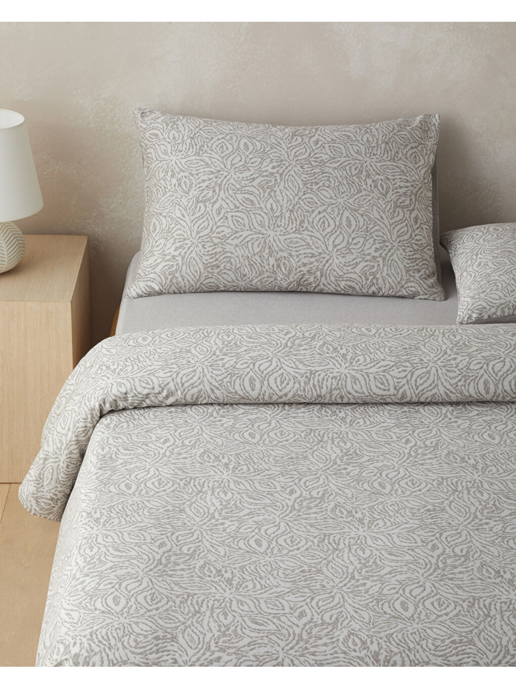 Terra Soul Jakarlı Çift Kişilik Nevresim Takımı 200x220 cm Bej-1