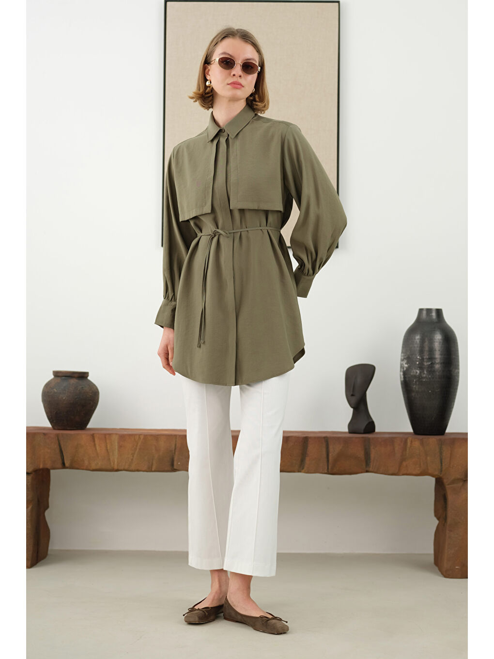 Rüzgarlıklı Modal Gömlek Yeşil-3