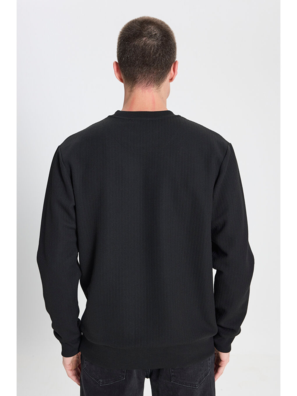 Regular Fit Normal Kesim Bisiklet Yaka Siyah Sweatshirt-4